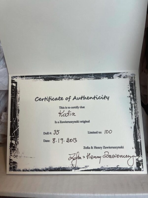 Katia certificate of authenticity